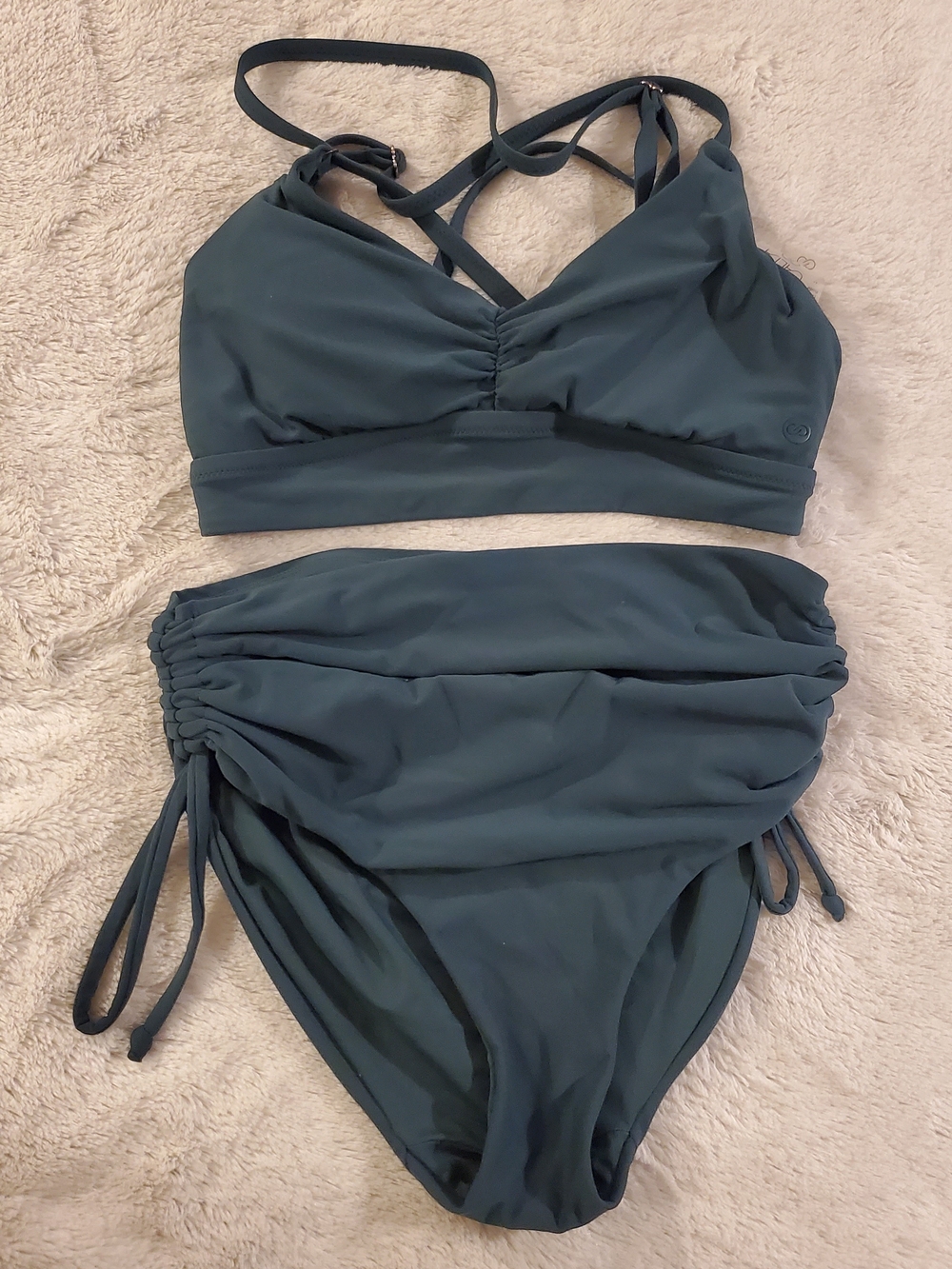 CALIA by Carrie Underwood Teal Green High-Waist Bikini Set Size XS